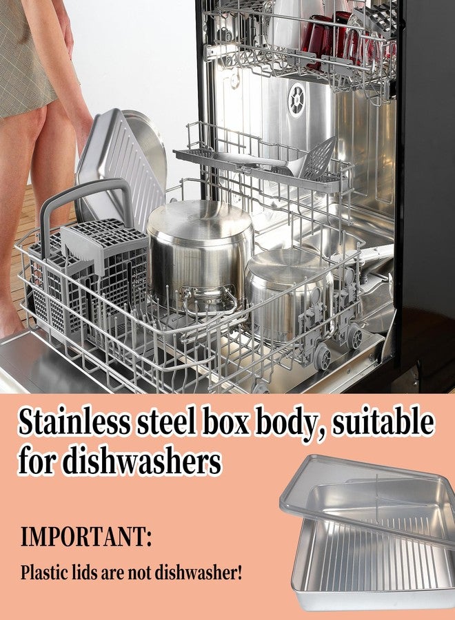 SENONAPO 10 Pack Bacon Cheese Meat Storage Container Stainless Steel Airtight Storage Container Kitchen Food Storage Containers Fruit Tray with Lids Stackable Fridge Organizer Bins for Fruit Vegetable Food - Image 4